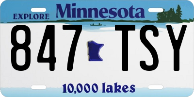 MN license plate 847TSY