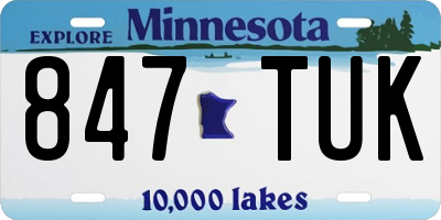 MN license plate 847TUK