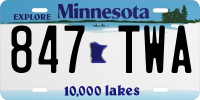 MN license plate 847TWA