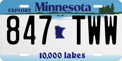 MN license plate 847TWW