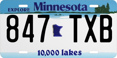 MN license plate 847TXB