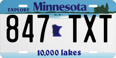 MN license plate 847TXT