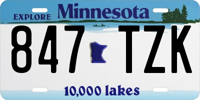 MN license plate 847TZK