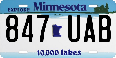 MN license plate 847UAB
