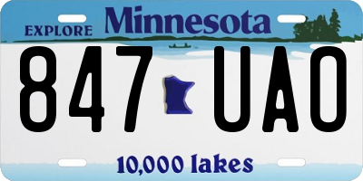 MN license plate 847UAO