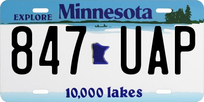 MN license plate 847UAP