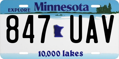 MN license plate 847UAV