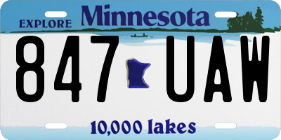 MN license plate 847UAW
