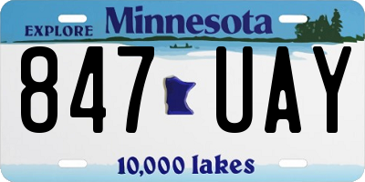 MN license plate 847UAY