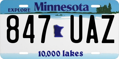 MN license plate 847UAZ