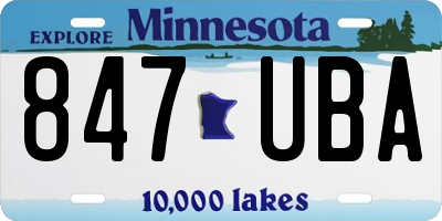 MN license plate 847UBA
