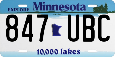 MN license plate 847UBC