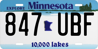 MN license plate 847UBF