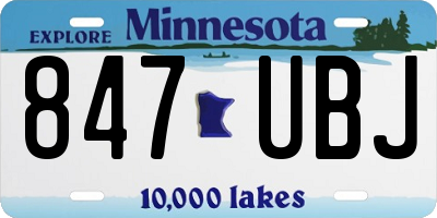 MN license plate 847UBJ