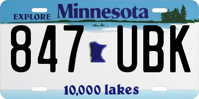 MN license plate 847UBK