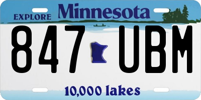 MN license plate 847UBM