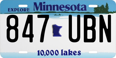 MN license plate 847UBN