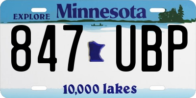 MN license plate 847UBP