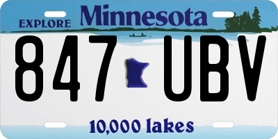 MN license plate 847UBV