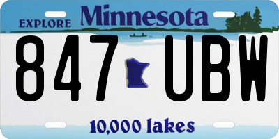 MN license plate 847UBW