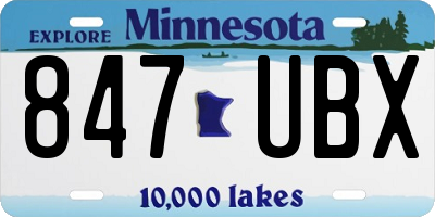 MN license plate 847UBX