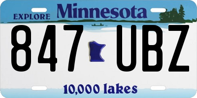 MN license plate 847UBZ