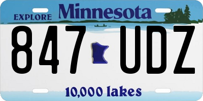 MN license plate 847UDZ
