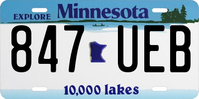 MN license plate 847UEB