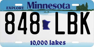 MN license plate 848LBK