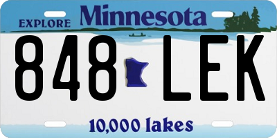 MN license plate 848LEK