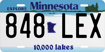 MN license plate 848LEX