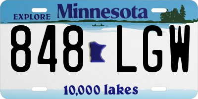 MN license plate 848LGW