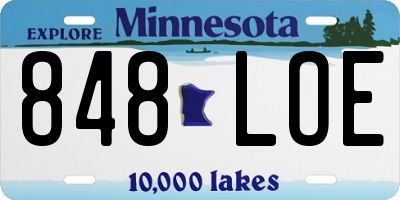 MN license plate 848LOE