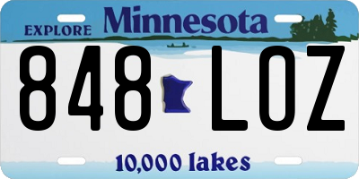 MN license plate 848LOZ