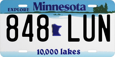 MN license plate 848LUN