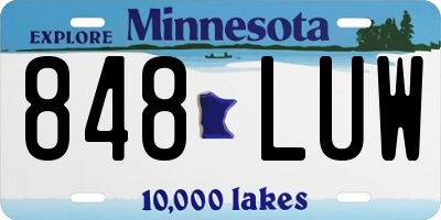 MN license plate 848LUW