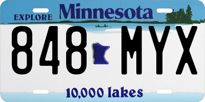 MN license plate 848MYX