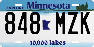 MN license plate 848MZK