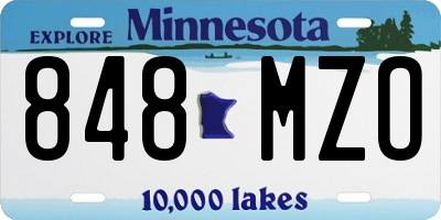MN license plate 848MZO
