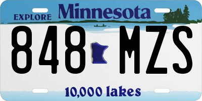 MN license plate 848MZS