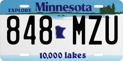 MN license plate 848MZU