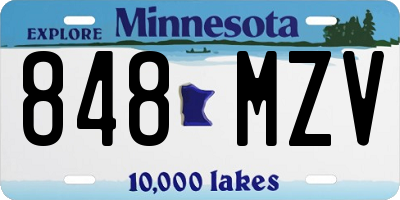 MN license plate 848MZV