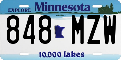 MN license plate 848MZW