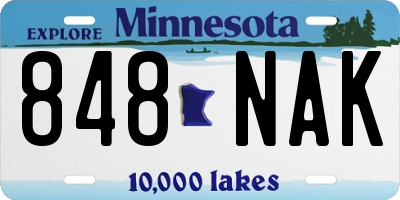 MN license plate 848NAK