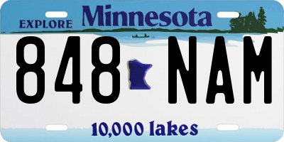 MN license plate 848NAM