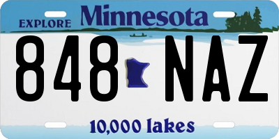 MN license plate 848NAZ