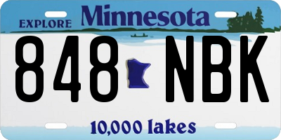 MN license plate 848NBK