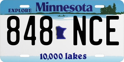 MN license plate 848NCE