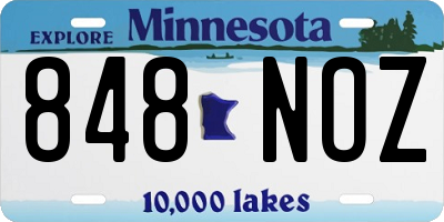 MN license plate 848NOZ