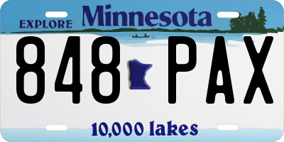 MN license plate 848PAX